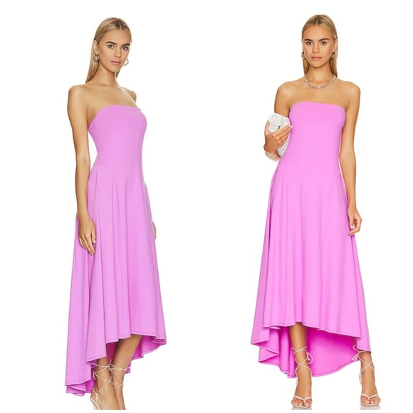 New! Susana Monaco Strapless Hi Low Dress in Bubblegum Pink 🌸 Small NWT! - Picture 1 of 15